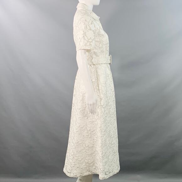 TOCCIN(NY) Size 2 Ivory Polyester Lace A-Line Belted Shirt Dress - Picture 3 of 6